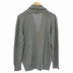 BURBERRY BLACK LABEL カーディガン ショールカラー ニット 長袖 ホース 刺繍 2 M グレー ピンク