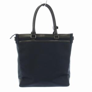 BURBERRY BLACK LABEL トートバッグ ハンドバッグ 切替 A4 紺 ネイビー 茶 ブラウン