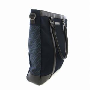 BURBERRY BLACK LABEL トートバッグ ハンドバッグ 切替 A4 紺 ネイビー 茶 ブラウン