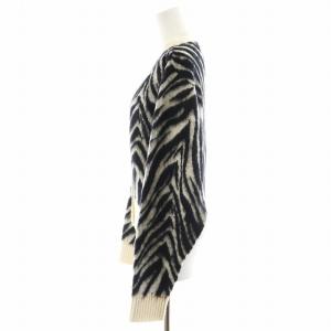 N°21 カーディガン アニマル柄 ウール モヘヤ混 42 L 黒 ブラック 白 ホワイト