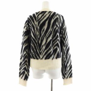 N°21 カーディガン アニマル柄 ウール モヘヤ混 42 L 黒 ブラック 白 ホワイト
