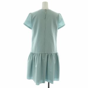 FOXEY NEW YORK ワンピース ひざ丈 フレア ギャザー 半袖 38 S 水色 /NW22