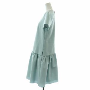 FOXEY NEW YORK ワンピース ひざ丈 フレア ギャザー 半袖 38 S 水色 /NW22
