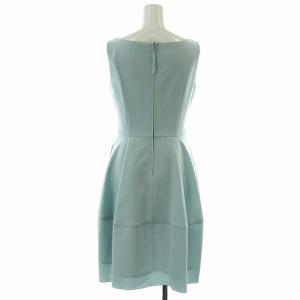 FOXEY NEW YORK バロン Barron ワンピース ひざ丈 バルーン ノースリーブ ボートネック タック 38 S 水色