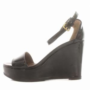 MARNI サンダル ウェッジソール エナメル ストラップ 36 23cm 黒 ブラック /G