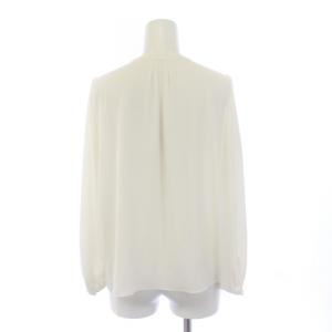 ANAYI タグ付き 22SS シャツ ブラウス バンドカラー パールボタン タック フリル 長袖 36 S 白 ホワイト