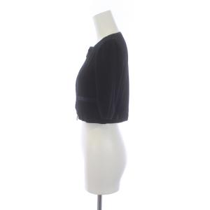 René リングジップ ボレロ カーディガン ショート ニット 五分袖 34 S 黒 ブラック