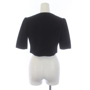 René リングジップ ボレロ カーディガン ショート ニット 五分袖 34 S 黒 ブラック