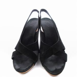 UGG australia サンダル ミュール ウェッジソール スエード 靴 23.5cm US6.5 黒 ブラック