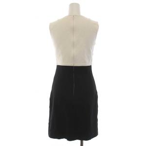 CELINE ノースリーブ ワンピース ひざ丈 ツートンカラー バイカラー 38 M 黒 ブラック 白 ホワイト 2