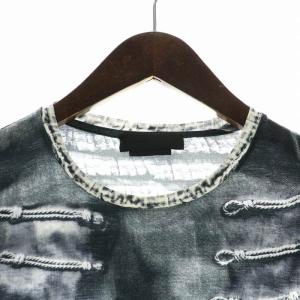 Alexander McQueen Tシャツ カットソー 半袖 クルーネック プリント 46 S 黒 ブラック 白 ホワイト