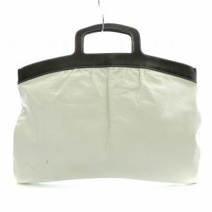 miumiu ハンドバッグ レザー バイカラー 白 ホワイト 茶 ブラウン