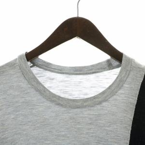 DSQUARED2 Tシャツ カットソー 半袖 クルーネック バイカラー 切替 ロゴプリント XS グレー 黒 ブラック /NW9
