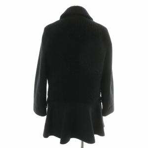 KENZO Pコート ピーコート ミドル ダブル 切替 ボア カシミヤ混 36 S 黒 ブラック /NW33