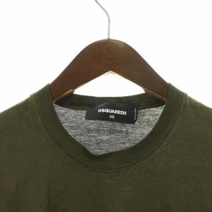 DSQUARED2 Tシャツ カットソー 半袖 クルーネック ロゴプリント XS カーキ 黒 ブラック /NW10