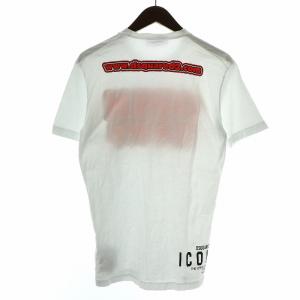 DSQUARED2 Tシャツ カットソー 半袖 クルーネック ロゴプリント XS 白 ホワイト 赤 レッド 黒 ブラック /NW7
