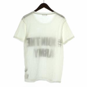 BALMAIN Tシャツ カットソー 半袖 クルーネック ロゴプリント ダメージ加工 S 白 ホワイト 黒 ブラック /NW8
