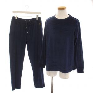 POLO RALPH LAUREN セットアップ 上下 ルームウェア ベロア トレーナー パンツ 部屋着 L 紺 ネイビー