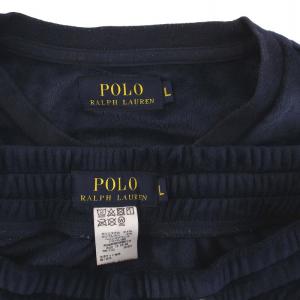 POLO RALPH LAUREN セットアップ 上下 ルームウェア ベロア トレーナー パンツ 部屋着 L 紺 ネイビー
