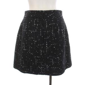 kate spade new york 台形 ツイード スカート ミニ 2 M 黒 ブラック NJM00138
