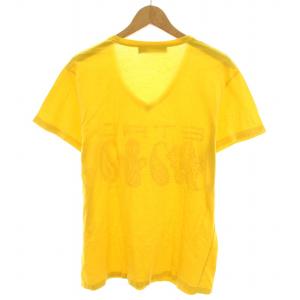 ETRO Tシャツ カットソー Vネック 半袖 ロゴプリント ペイズリー柄 L 黄 イエロー