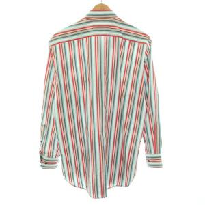 ETRO スリムフィット SLIM FIT シャツ ボタンダウン 長袖 ストライプ柄 ロゴ刺繍 42 XL 水色