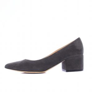 Sergio Rossi パンプス ポインテッドトゥ チャンキーヒール スエード 36.5 23.5cm チャコールグレー