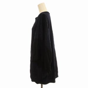 Y's ヨウジヤマモト カットソー Tシャツ ワッシャー加工 変形 切替 五分袖 2 黒 ブラック 紺 ネイビー