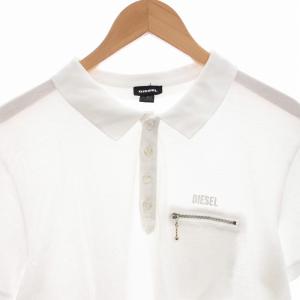 DIESEL ポロシャツ 半袖 カットソー ロゴプリント XL 白 ホワイト /MM