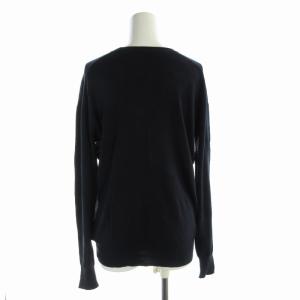 EVERYDAY I LIKE クルーネックプルオーバー ニット セーター 絹 シルク 長袖 F 紺 ネイビー