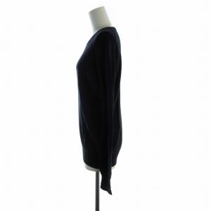 EVERYDAY I LIKE クルーネックプルオーバー ニット セーター 絹 シルク 長袖 F 紺 ネイビー