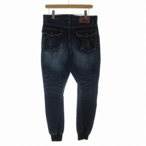 glamb デニムパンツ ジーパン ジーンズ ジョガー ボタンフライ ウォッシュ加工 ダメージ加工 2 M インディゴ