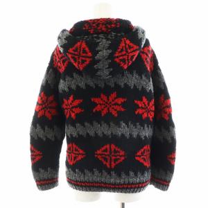 KANATA カナタ カウチンニットジャケット ジップアップ 38 赤 スカル
