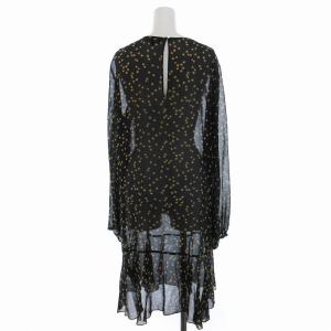 Theory シアーシャツ ブラウス シルク 花柄 ロング 長袖 8 大きいサイズ XXL 黒 ブラック オレンジ