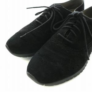COLE HAAN ゼログランド zerogrand スニーカー シューズ スエード ウイングチップ メダリオン US6 23.0cm 黒 ブラック