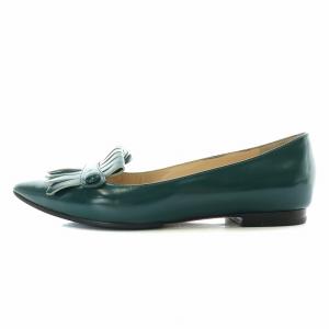 PELLICO フラットシューズ パンプス レザー ポインテッドトゥ 35 22.0cm 緑 グリーン /NW28