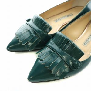 PELLICO フラットシューズ パンプス レザー ポインテッドトゥ 35 22.0cm 緑 グリーン /NW28