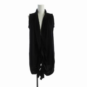 ヨウジヤマモト カーディガン ニット ノースリーブ フリル 2 M 黒 ブラック