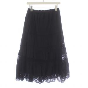 Plage 22AW Antique like lace フレアスカート ロング マキシ レース カットワーク 38 M 黒 ブラック