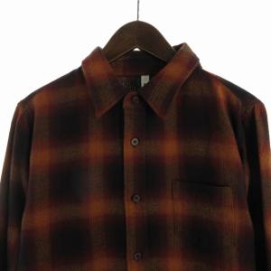 glamb ネルシャツ ミドル プリント 長袖 3 L 茶 ブラウン 黒 ブラック