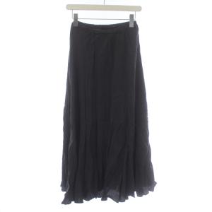 Plage 22AW Washable Fibril ギャザーロングスカート8 マキシ フレア 36 S 黒 ブラック 22060922110040