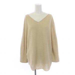 WペーパーヤーンBack Vプルオーバー カットソー ニット Vネック 長袖 F ベージュ 23080240801030