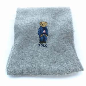 POLO RALPH LAUREN ニットマフラー ストール ポロベア 刺繍 グレー