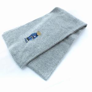 POLO RALPH LAUREN ニットマフラー ストール ポロベア 刺繍 グレー