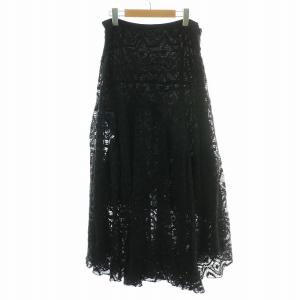 R’IAM 23SS レーススカート ロング マキシ フレア 38 M 黒 ブラック 23060922602010