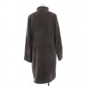 Paul Stuart ムートンコート ロング ハイネック 裏ボア 6 M 茶 ブラウン