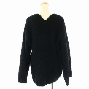 Plage 23AW アランV プルオーバー ニット セーター Vネック フレアスリーブ 長袖 黒 ブラック 23080922522040