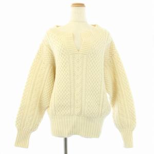 23AW アランショートプルオーバー ニット セーター 長袖 白 アイボリー 23080922523040