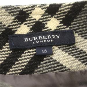 BURBERRY LONDON スカート チェック ウール カシミヤ混 ひざ丈 13 L相当 グレー