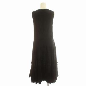 Tao AD2007 ノースリーブ サテン ワンピース ロング カットオフ加工 S 黒 ブラック